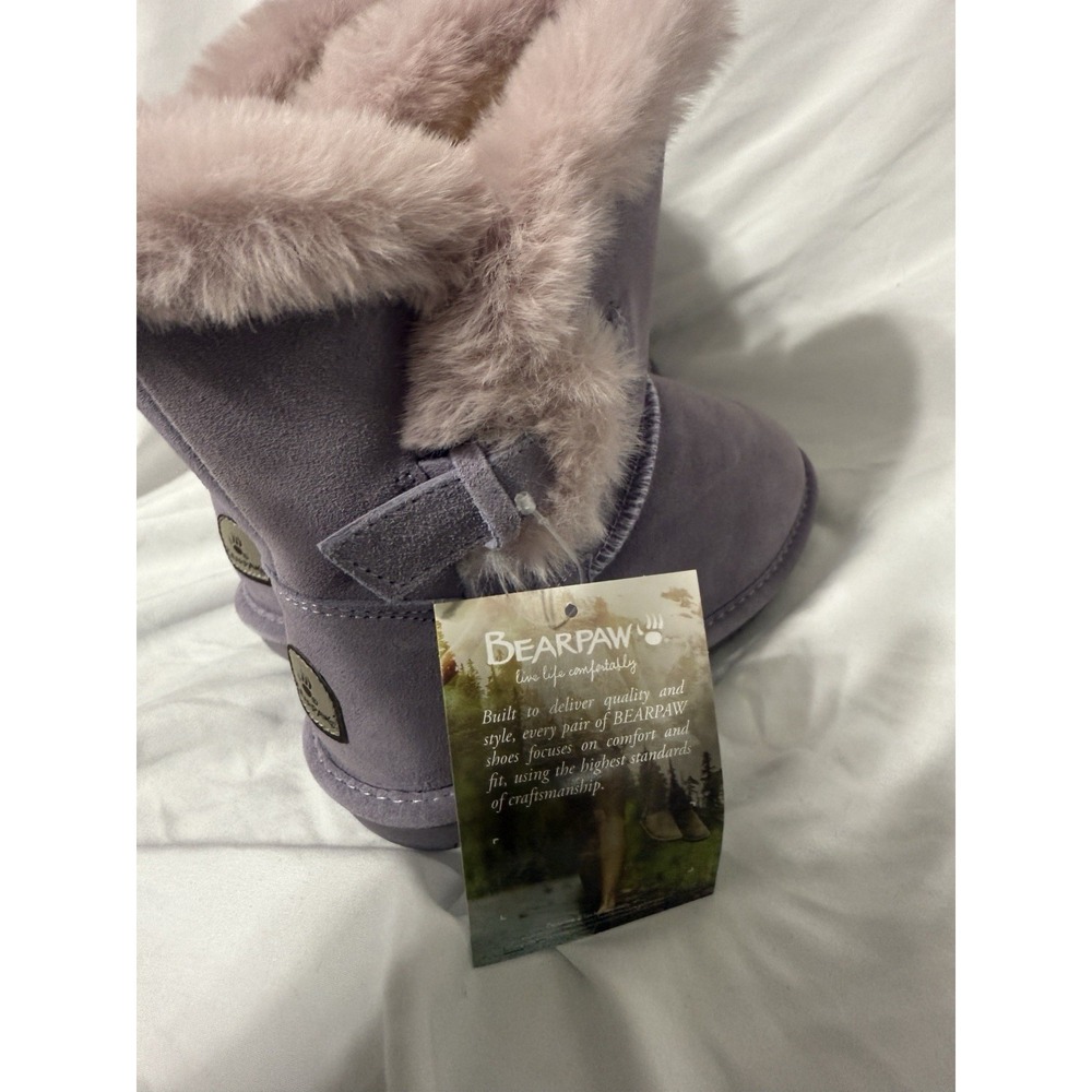 Bearpaw Betsy Youth Girls Suede Winter Boots Lavender & Pink Size 2 NEW W/TAGS